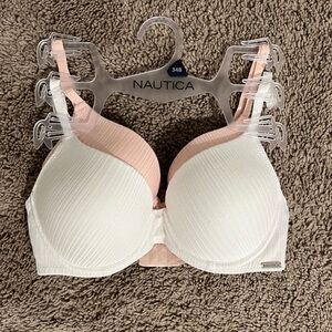 Nautica Women's Soft Pink and White Bra Duo